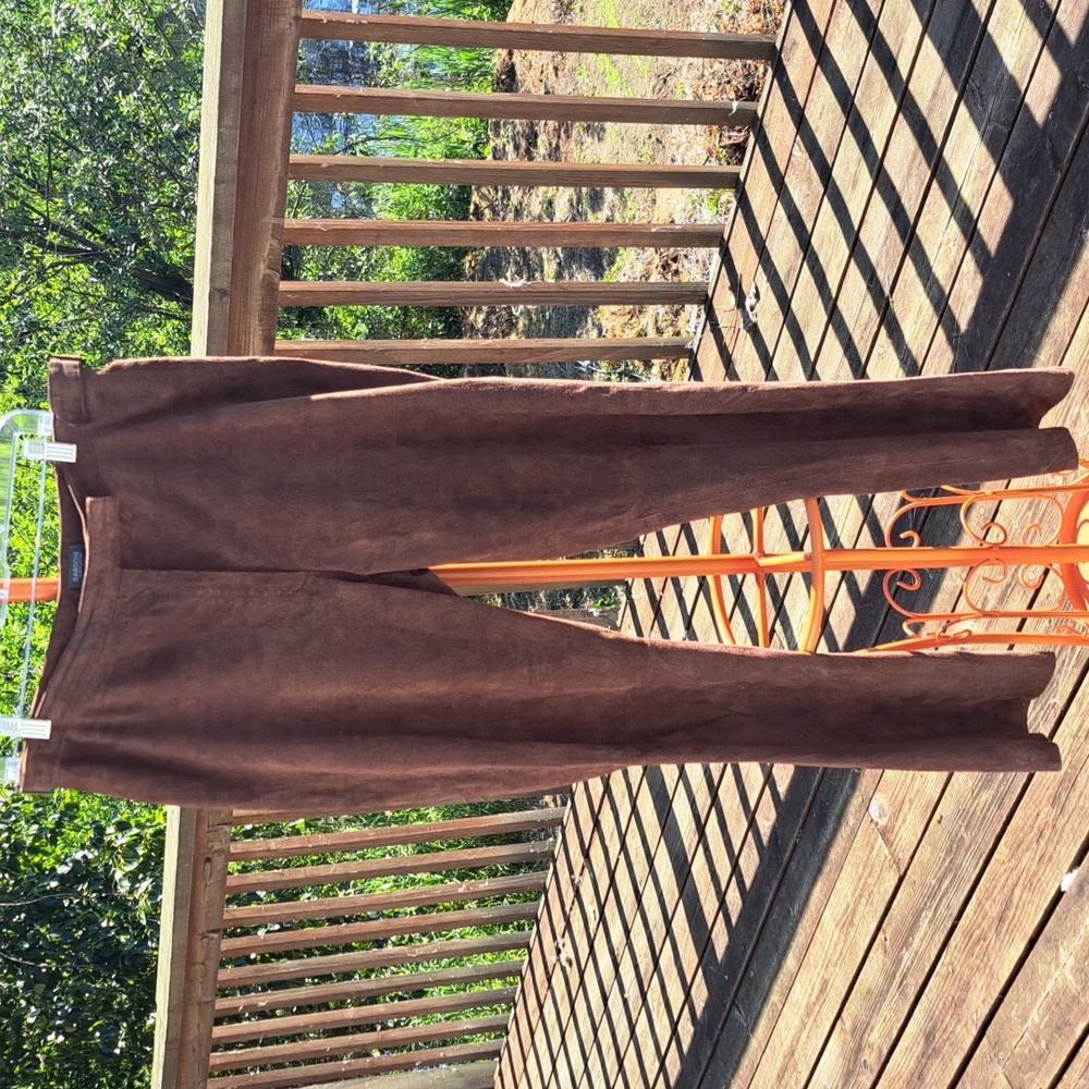 Garson by Rem brown suede leather, straight leg pants, Size 10.